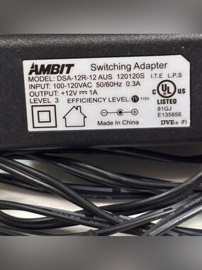 12V 1A Switching Adapter - Black